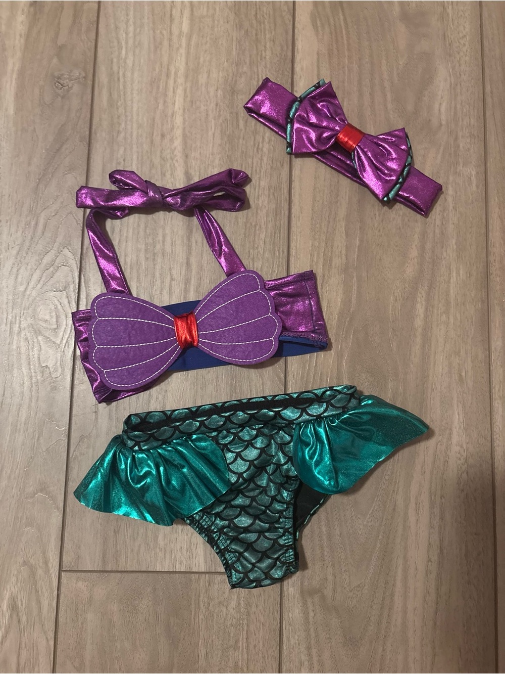 Infant Mermaid Bikini Costume Set with Headband